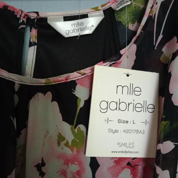 Mlle Gabrielle Popover Floral Mini Dress Size L - Picture 4 of 5